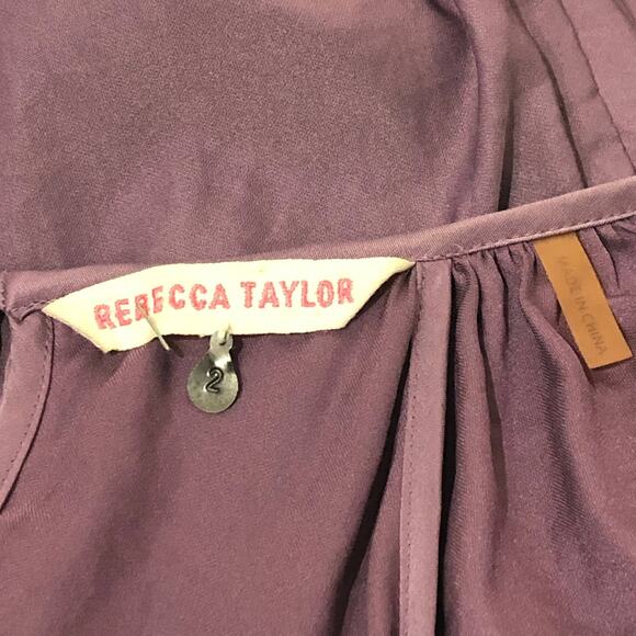 Rebecca Taylor Purple V Neck Ruffle Collar mini dress SIZE 2 - Picture 5 of 7